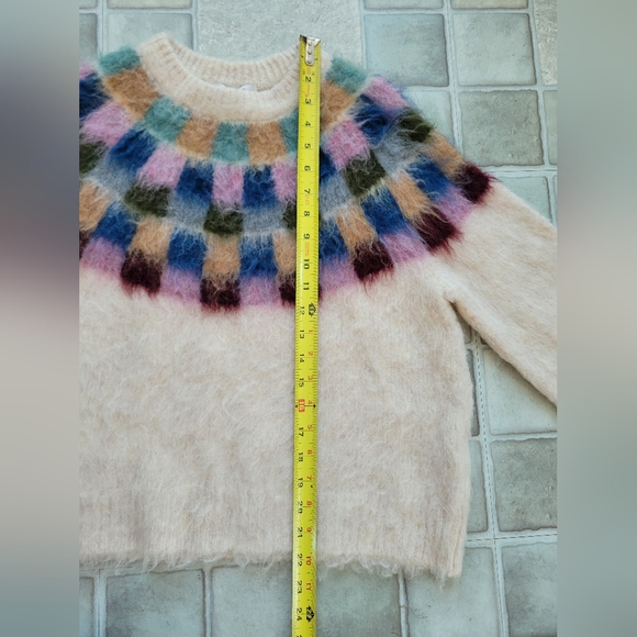 Madewell Brushed Checkerboard Fair Isle Sweater Size Small - Picture 4 of 7